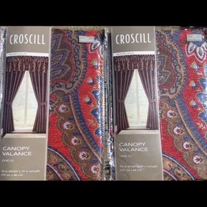 Croscill Canopy Valances Margaux Pair 54”W x 19”L Damask Jacquard Discontinued